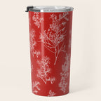 Botanical Cottage Floral Pattern in Red and White Travel Mug Gallery Image 3
