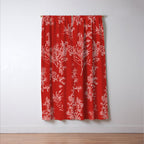 Botanical Cottage Floral Pattern in Red and White Window Curtain Gallery Image 3