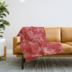 Botanical Cottage Floral Pattern in Red and White Throw Blanket Gallery Image 1