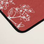 Botanical Cottage Floral Pattern in Red and White Desk Mat Gallery Image 4