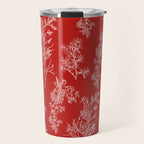 Botanical Cottage Floral Pattern in Red and White Travel Mug Gallery Image 1