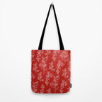 Botanical Cottage Floral Pattern in Red and White Tote Bag Gallery Image 2