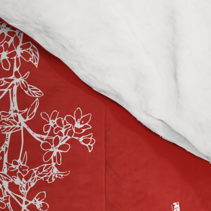 Botanical Cottage Floral Pattern in Red and White Comforter Gallery Image 4