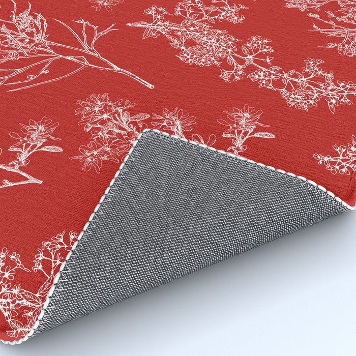 Botanical Cottage Floral Pattern in Red and White Rug Gallery Image 4