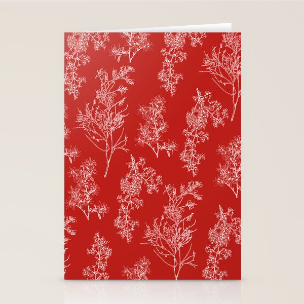 Botanical Cottage Floral Pattern in Red and White Stationery Card Gallery Image 2