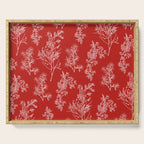 Botanical Cottage Floral Pattern in Red and White Serving Tray Gallery Image 1
