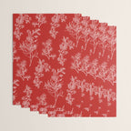Botanical Cottage Floral Pattern in Red and White Wrapping Paper Gallery Image 3