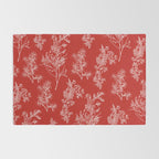 Botanical Cottage Floral Pattern in Red and White Rug Gallery Image 2