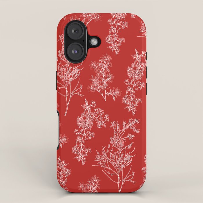 Botanical Cottage Floral Pattern in Red and White iPhone Case Gallery Image 1