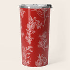 Botanical Cottage Floral Pattern in Red and White Travel Mug Gallery Image 2