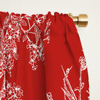 Botanical Cottage Floral Pattern in Red and White Window Curtain Gallery Image 2