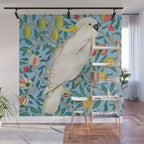 Tropical Cockatoo Bird on Antique William Morris Four Fruits Pattern Wall Mural Gallery Image 1