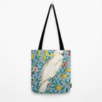 Tropical Cockatoo Bird on Antique William Morris Four Fruits Pattern Tote Bag Gallery Image 2
