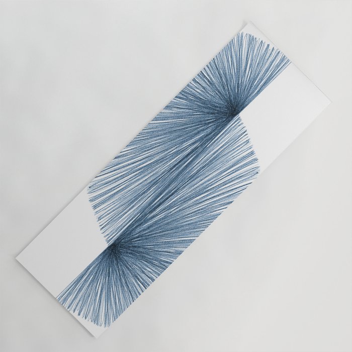 Mid Century Style Modern Geometric Abstract in Indigo Blue Yoga Mat Gallery Image 1