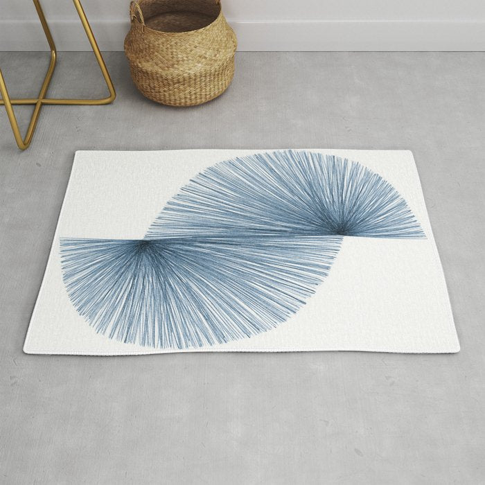 Mid Century Style Modern Geometric Abstract in Indigo Blue Rug Gallery Image 1