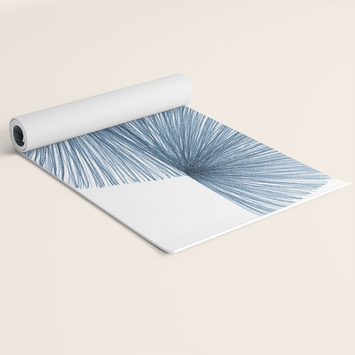 Mid Century Style Modern Geometric Abstract in Indigo Blue Yoga Mat Gallery Image 2