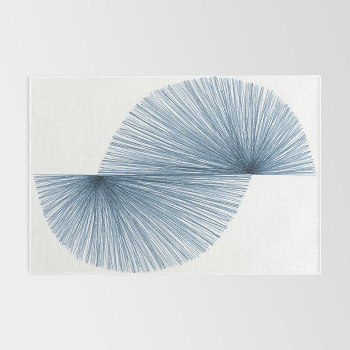 Mid Century Style Modern Geometric Abstract in Indigo Blue Rug Gallery Image 2