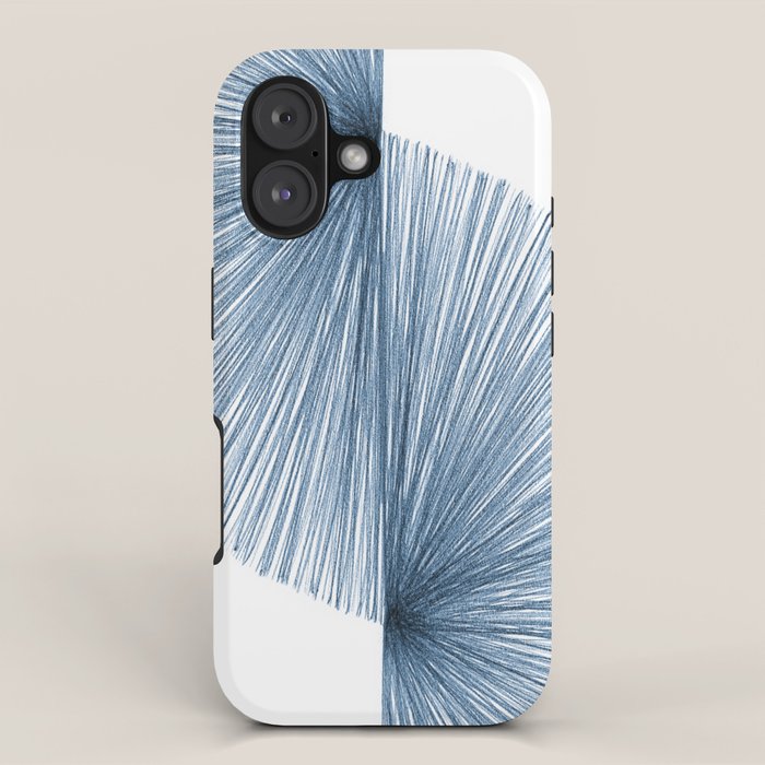 Mid Century Style Modern Geometric Abstract in Indigo Blue iPhone Case Gallery Image 1