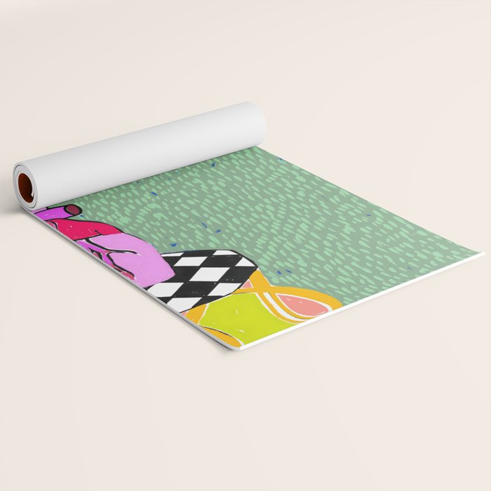Set My Heart On Fire, Abstract Quirky Maximalist Eclectic, Maximalism Bold Pop of Color Painting, Illustration Pop Art Love  Yoga Mat Gallery Image 2