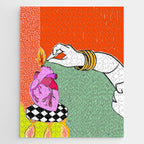 Set My Heart On Fire, Abstract Quirky Maximalist Eclectic, Maximalism Bold Pop of Color Painting, Illustration Pop Art Love  Jigsaw Puzzle Gallery Image 1