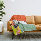 Set My Heart On Fire, Abstract Quirky Maximalist Eclectic, Maximalism Bold Pop of Color Painting, Illustration Pop Art Love  Throw Blanket Gallery Image 1