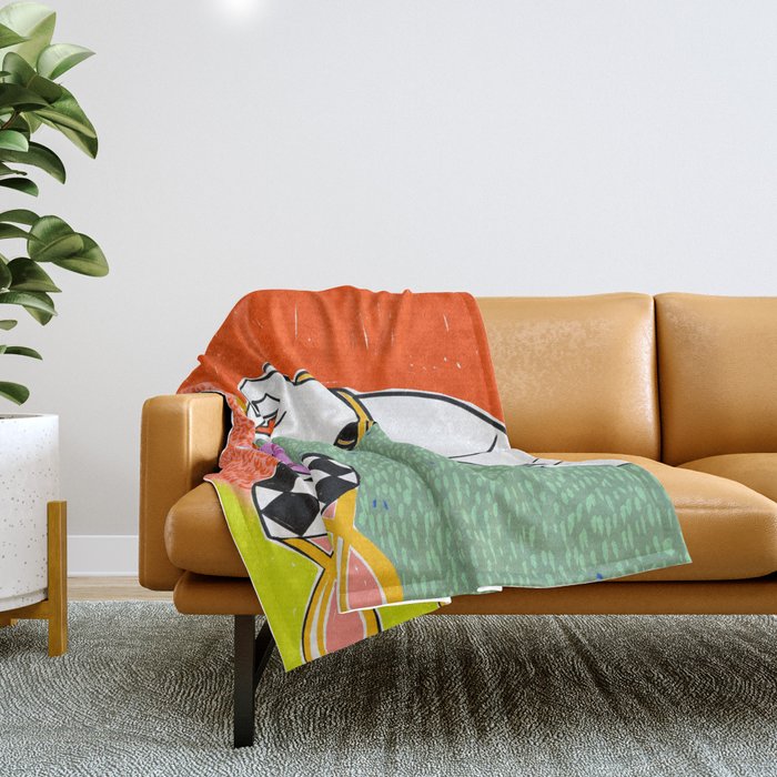 Set My Heart On Fire, Abstract Quirky Maximalist Eclectic, Maximalism Bold Pop of Color Painting, Illustration Pop Art Love  Throw Blanket Gallery Image 1