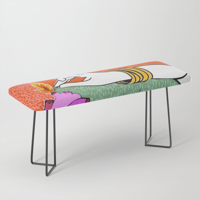 Set My Heart On Fire, Abstract Quirky Maximalist Eclectic, Maximalism Bold Pop of Color Painting, Illustration Pop Art Love  Bench Gallery Image 1