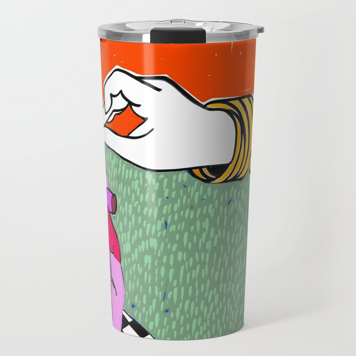 Set My Heart On Fire, Abstract Quirky Maximalist Eclectic, Maximalism Bold Pop of Color Painting, Illustration Pop Art Love  Travel Mug Gallery Image 1
