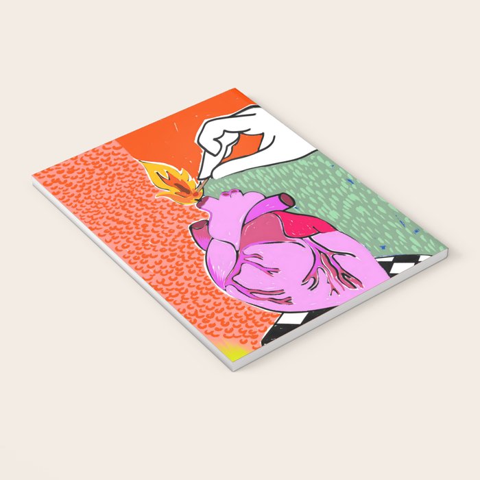 Set My Heart On Fire, Abstract Quirky Maximalist Eclectic, Maximalism Bold Pop of Color Painting, Illustration Pop Art Love  Notebook Gallery Image 3