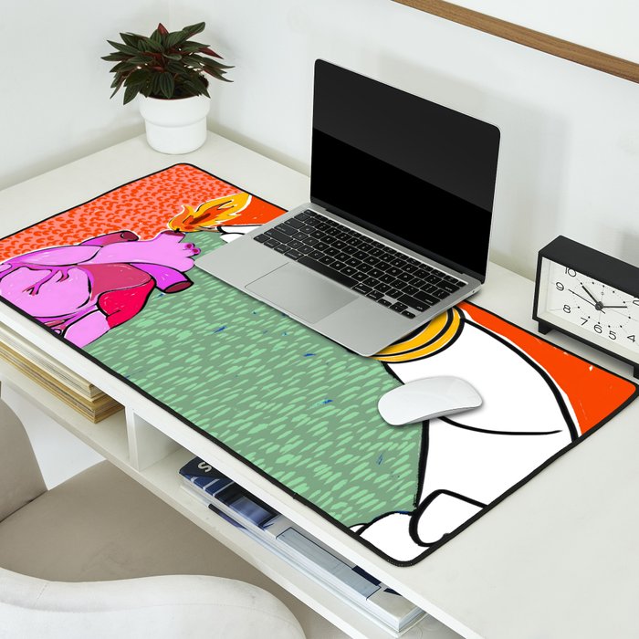 Set My Heart On Fire, Abstract Quirky Maximalist Eclectic, Maximalism Bold Pop of Color Painting, Illustration Pop Art Love  Desk Mat Gallery Image 2