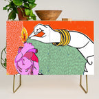 Set My Heart On Fire, Abstract Quirky Maximalist Eclectic, Maximalism Bold Pop of Color Painting, Illustration Pop Art Love  Credenza Gallery Image 1