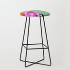 Set My Heart On Fire, Abstract Quirky Maximalist Eclectic, Maximalism Bold Pop of Color Painting, Illustration Pop Art Love  Stool Gallery Image 1