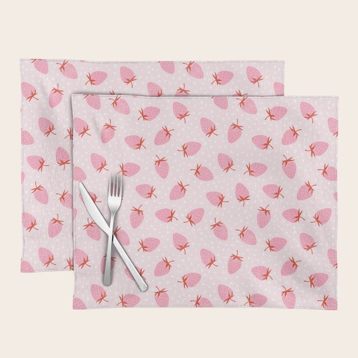 Sweet Strawberries - pink and red with hearts Placemat Gallery Image 1