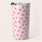 Sweet Strawberries - pink and red with hearts Travel Mug Gallery Image 3