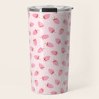 Sweet Strawberries - pink and red with hearts Travel Mug Gallery Image 1