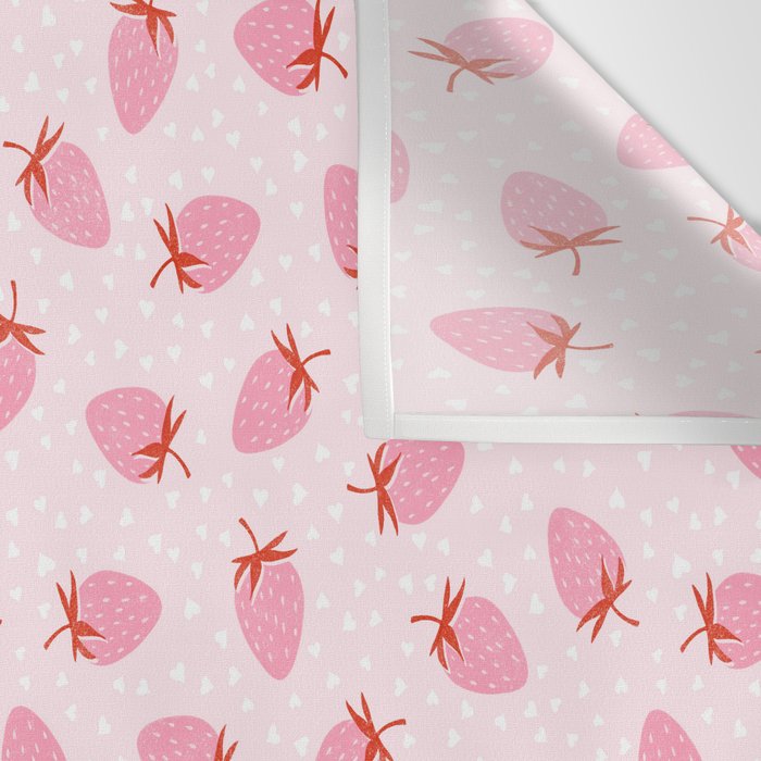 Sweet Strawberries - pink and red with hearts Wall Tapestry Gallery Image 3