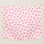 Sweet Strawberries - pink and red with hearts Wall Tapestry Gallery Image 4