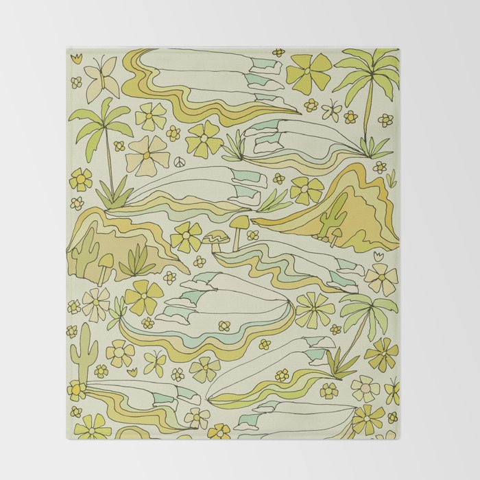 born to wander // retro surf art by surfy birdy Throw Blanket Gallery Image 2