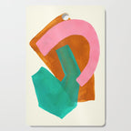 Ochre Pink Marine Green Fun Colorful Mid Century Modern Abstract Painting Shapes Pattern Cutting Board Gallery Image 1