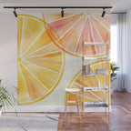 Sunny Citrus Watercolor Illustration Wall Mural Gallery Image 1
