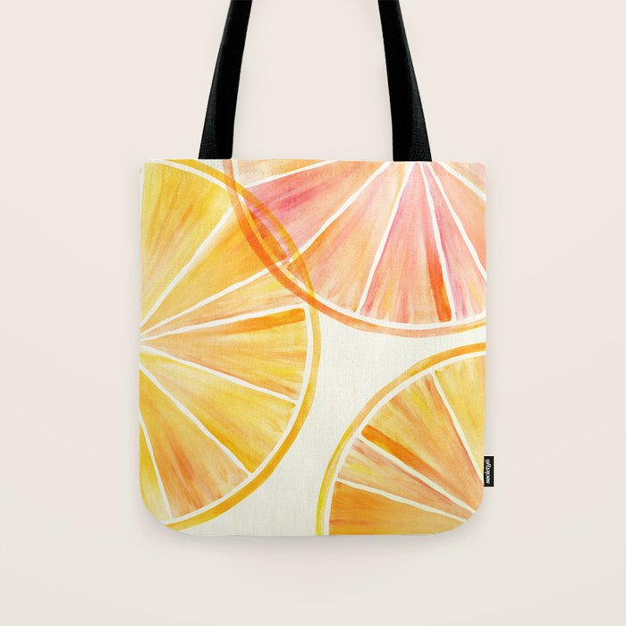 Sunny Citrus Watercolor Illustration Tote Bag Gallery Image 1