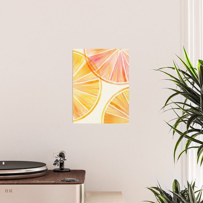 Sunny Citrus Watercolor Illustration Poster Gallery Image 2