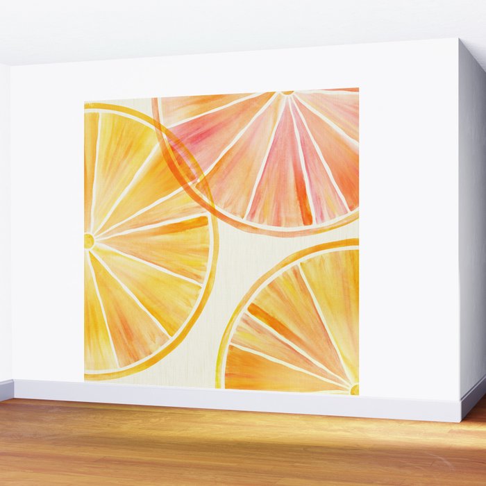 Sunny Citrus Watercolor Illustration Wall Mural Gallery Image 2