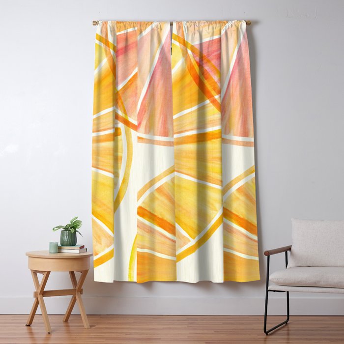 Sunny Citrus Watercolor Illustration Window Curtain Gallery Image 1