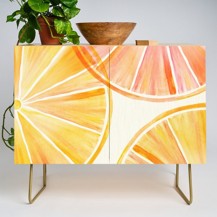 Sunny Citrus Watercolor Illustration Credenza Gallery Image 1