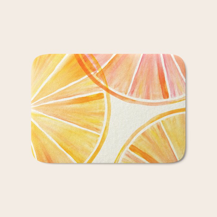 Sunny Citrus Watercolor Illustration Bath Mat Gallery Image 1