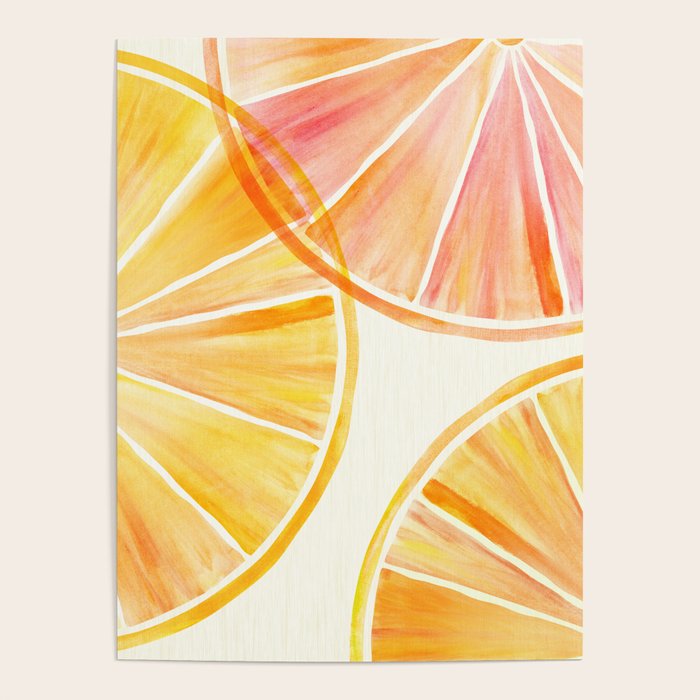Sunny Citrus Watercolor Illustration Poster Gallery Image 4