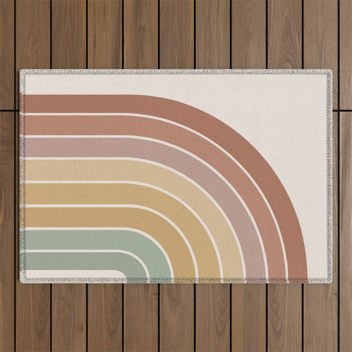 Gradient Arch XXVII Earthy Mid Century Modern Rainbow Outdoor Rug Gallery Image 1