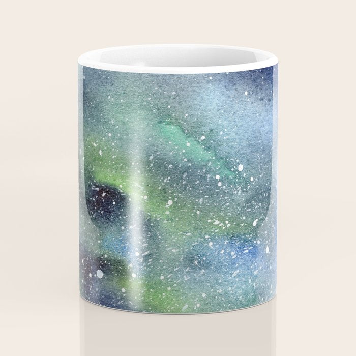 Galaxy Nebula Watercolor Northern Lights Aurora Borealis Coffee Mug Gallery Image 4