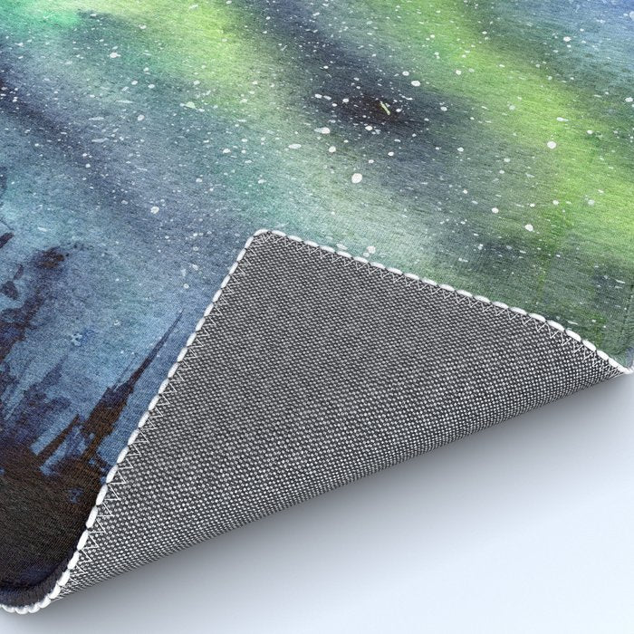 Galaxy Nebula Watercolor Northern Lights Aurora Borealis Rug Gallery Image 4